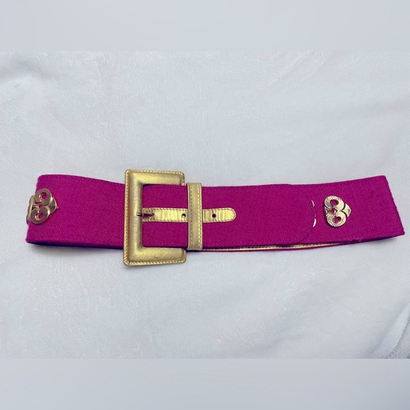 Vintage I. MAGNIN Fuchsia gold Studded belt Made In Italy - Picture 1 of 4